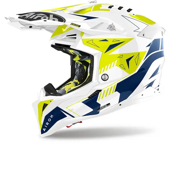 Image of Airoh Aviator 3 Spin Yellow Blue Offroad Helmet Size M