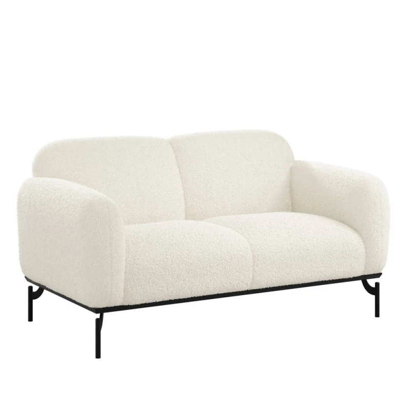 Image of Lemon Pavilion Furniture Larsa Indoor Sofa - Sherpa/Metal - L78xW145xH75.5cm - Calm/Black in Beige Beige Unisex