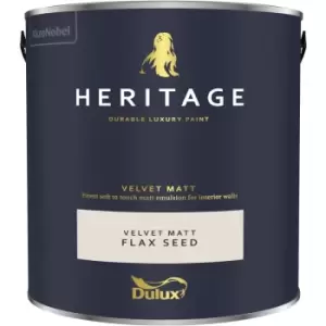 Image of Dulux Heritage Velvet Matt Flax Seed Matt Emulsion Paint 2.5L