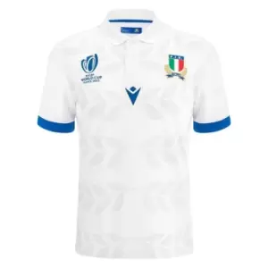 Image of Macron Italy Rugby Away Polo Shirt 2023 2024 Adults - White