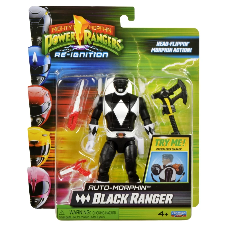Image of Power Rangers MMPR Auto Morphin Black Ranger Figure - Power Rangers Male RN54201