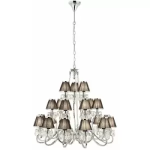 Image of Loops - Esher Ceiling Pendant Chandelier Nickel Crystal & Black Shades 21 Lamp Light