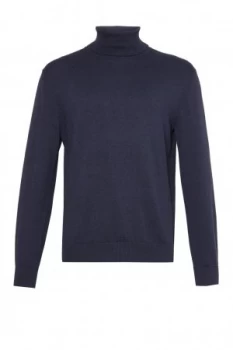 Image of Mens French Connection Portrait Wool Roll Neck Jumper Blue