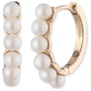 Image of Lauren by Ralph Lauren Lauren Ralph Lauren Rose Gold Pearl Hoop Earrings - Gold