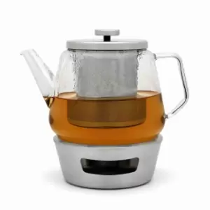 Image of Bredemeijer Tea Set Bari Design Single Wall Glass Teapot 1.5L With Stainless Steel Warmer