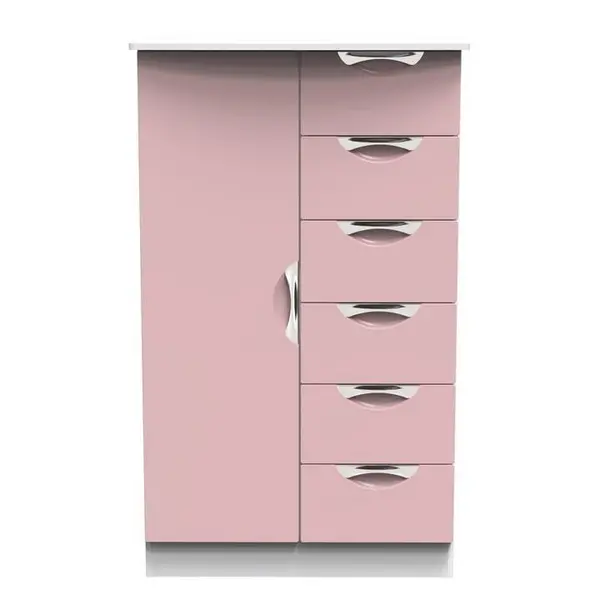 Image of Other Camden 1 Door 5 Drawer Kids Robe Wardrobes Medium Kobe Pink & White 84287690130