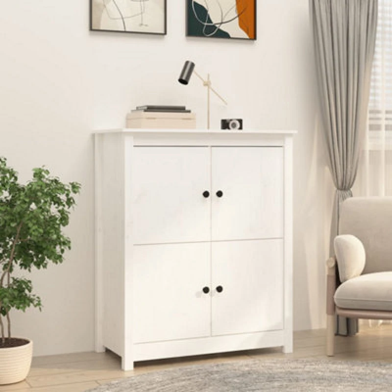 Image of Vidaxl Sideboard White 83X41.5X100 Cm Solid Wood Pine, White 821508