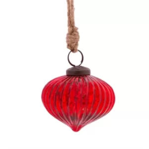 Image of Red Crackle Glass Onion Bauble