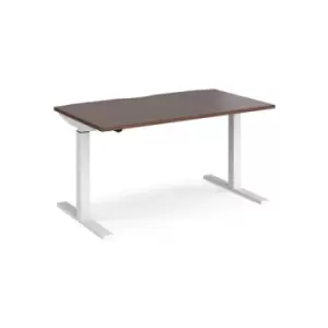 Image of Height Adjustable Desk Rectangular Desk 1400mm Walnut Tops With White Frames 800mm Depth Elev8 Mono