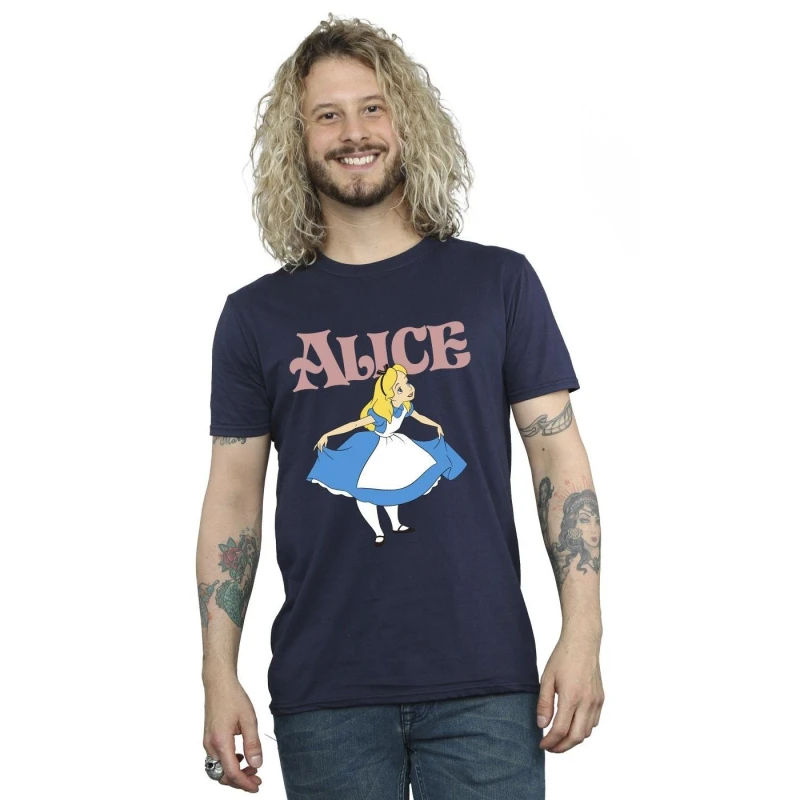 Image of Disney Men Alice In Wonderland Take A Bow T-Shirt in Navy Size: Small Navy S Male 5063283626096