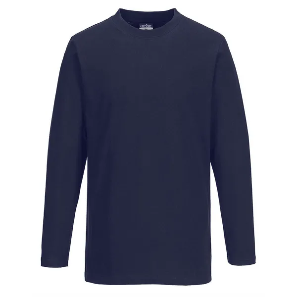 Image of Portwest Mens Long Sleeve T Shirt B196NARM Colour: Navy