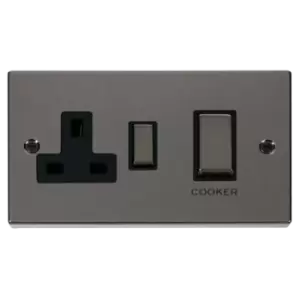 Image of Click Scolmore Deco Ingot 45A Cooker Switch Unit with 13A 2 Pole Switched Socket - VPBN504BK