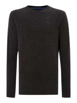Image of Mens Barbour Essential Lambswool Crew Neck Charcoal