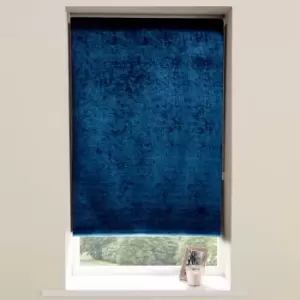 Image of Crushed Velvet Roller Blind Midnight Blue Blue