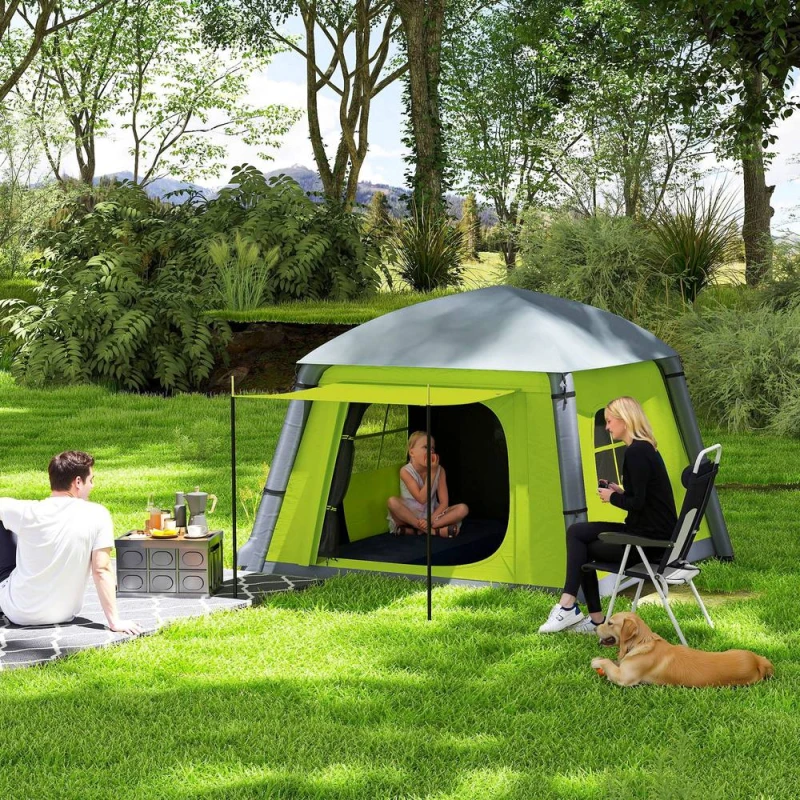 Image of OUTSUNNY Inflatable Camping Tent, Easy Setup 2 Man Tent in Green Green Unisex