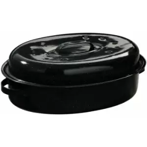 Image of Black Enamel Large Casserole Dish - Premier Housewares
