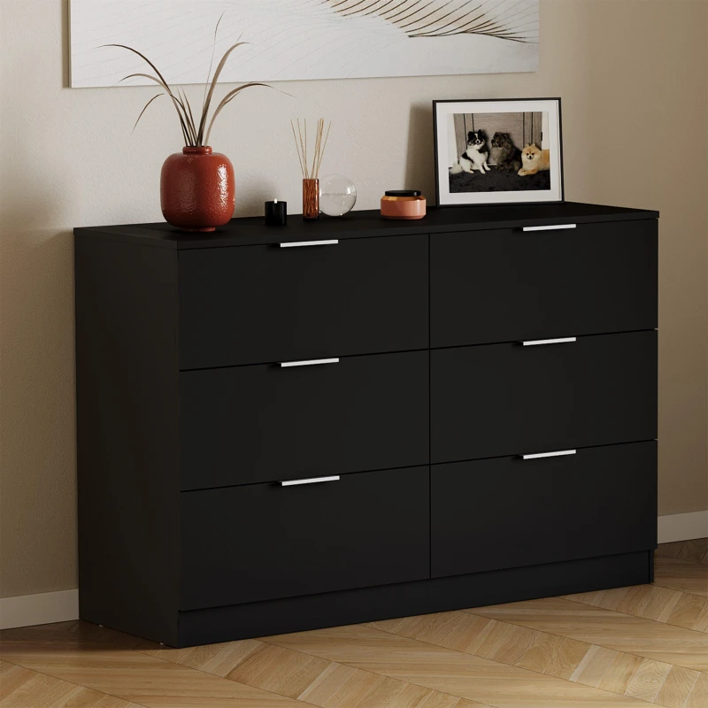 Image of Lassic Trega 6 Drawer Chest of Drawers Black unisex 6 Drawer