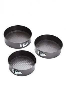 Image of Kitchencraft 3 Piece Non-Stick Spring Form Cake Tin Set
