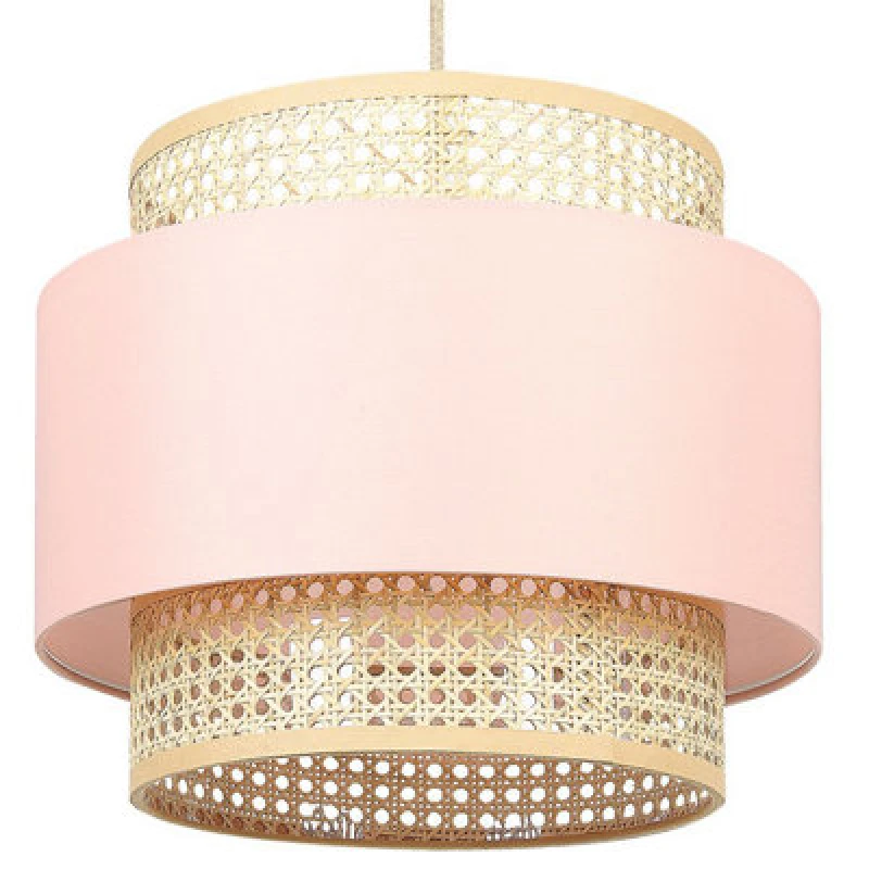 Image of Beliani Pendant Lamp Yumuri Rattan Peach Pink