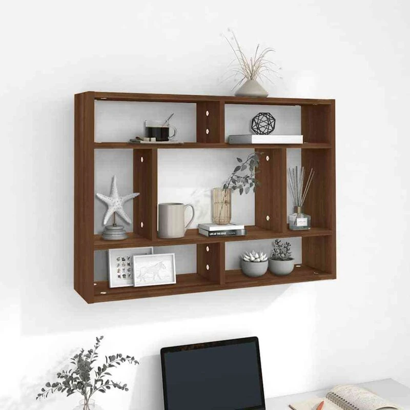 Image of Vidaxl Wall Shelf Brown Oak 75X16X55cm Engineered Wood, Brown 815845