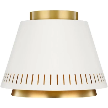 Image of Carter 1 Light Flush Ceiling Light, Matt White, E27 - Elstead