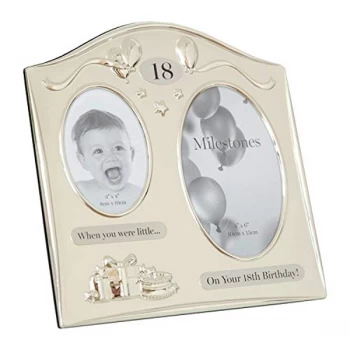 Image of Milestones 2 Tone Silver Plated Double Birthday Frame - 18