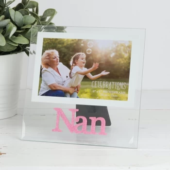 Image of 4" x 6" - Glass Pink Glitter Photo Frame - Nan