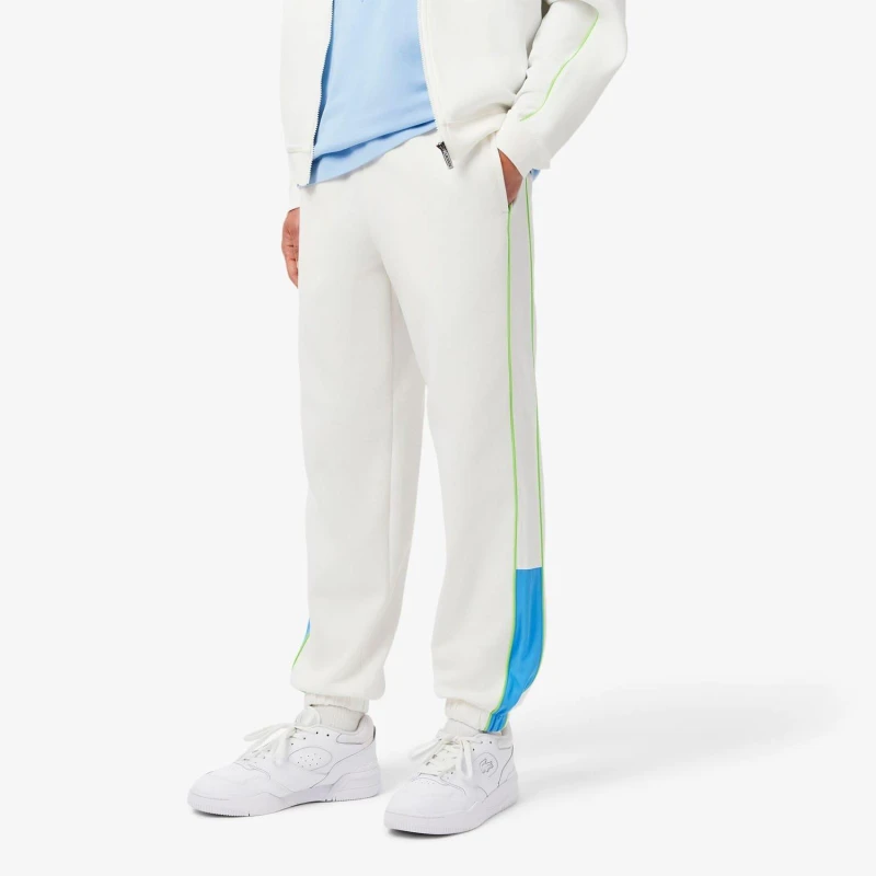 Image of Lacoste Regular Fit Piqu Sweatpants White Blue male XS