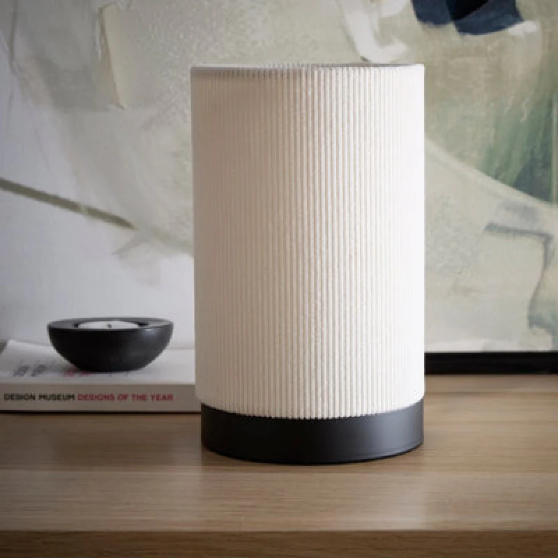 Image of K Living Malta White Table Lamp With Velvet Dimpled Lamp Shade