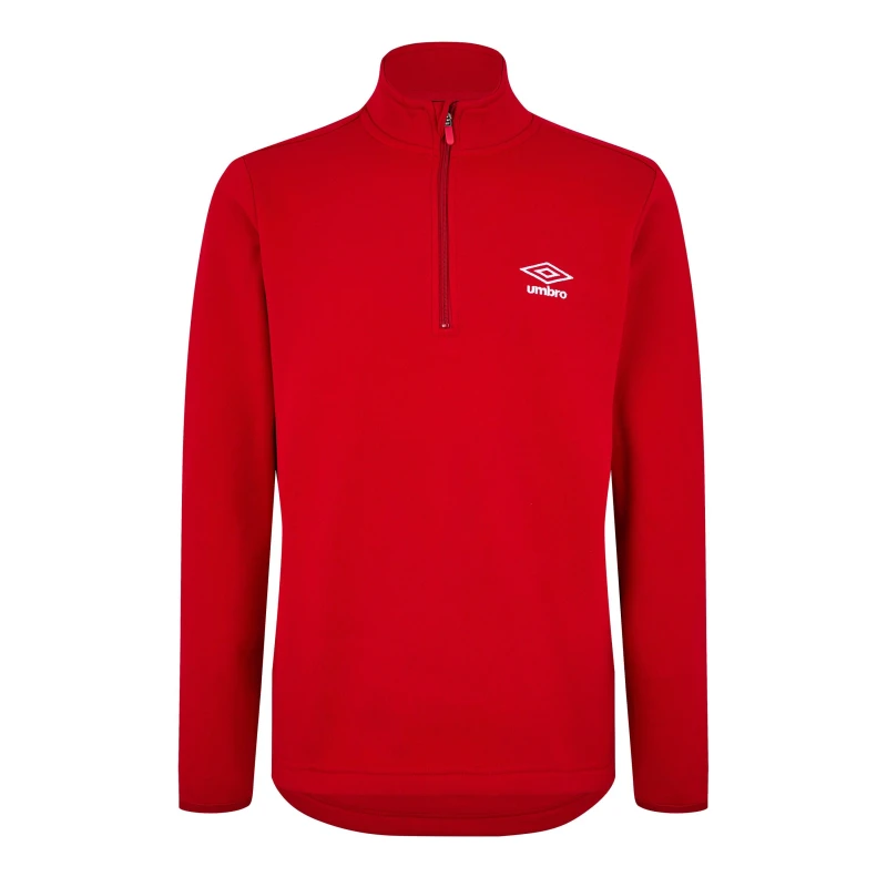 Image of Umbro Half Zip Top Adults Full Zip Fleece Tops Small Red 57381561350
