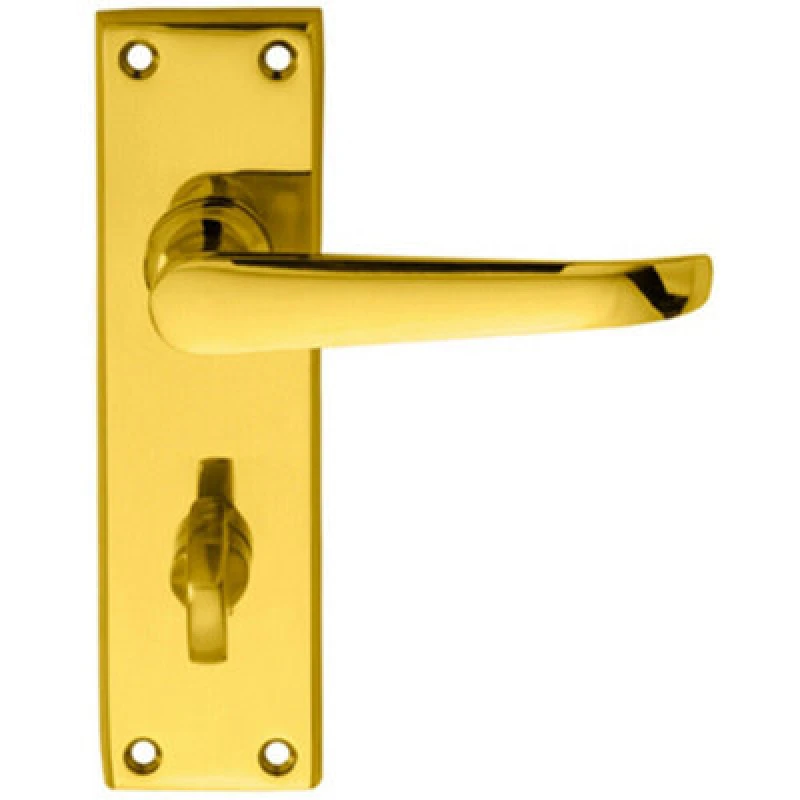 Image of Loops PAIR Straight Victorian Lever on Bathroom Backplate 150 x 42mm Polished Brass Metallics
