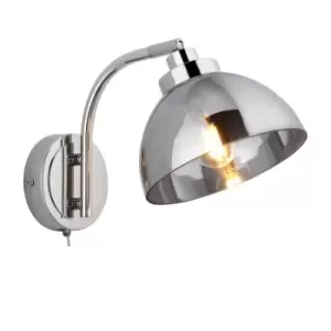 Image of Caspa Glass Wall Lamp, Bright Nickel Plate, Mirrored Glass