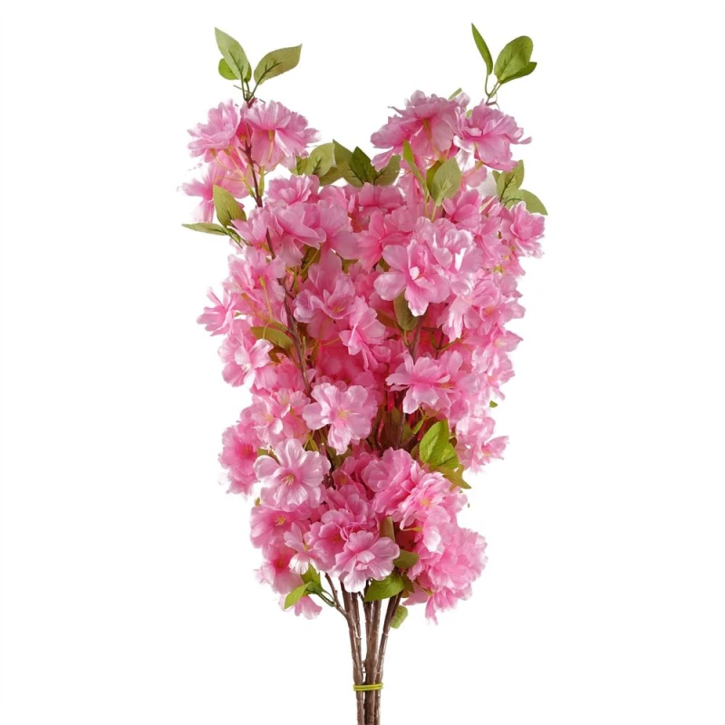 Image of Leaf Pack of 6 x 100cm Pink Artificial Blossom Stem Pink unisex