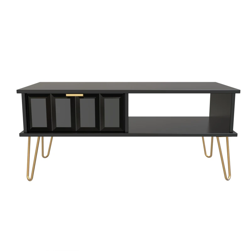 Image of Ready Assembled 2 U Metro 1 Drawer Coffee Table (Ready Assembled) in True Black Size: Medium True Black Unisex Medium
