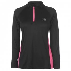 Image of Karrimor Quarter Zip Long Sleeve Top Ladies - Black/Pink