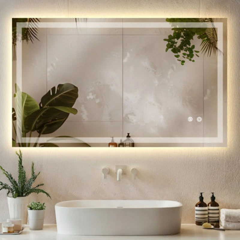 Image of Tectake LED Bathroom Mirror Clara With Dimmable Backlight, 3 Colour Temps And Anti-Fog 60 X 100 Cm- Anthracite