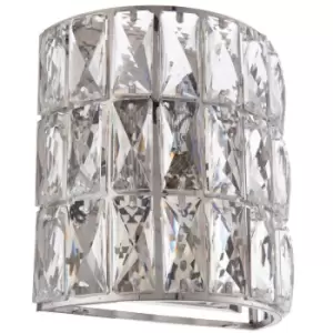 Image of Crystal LED Wall Light Chrome & Clear Glass Shade Pretty Dimmable Lamp Fitting