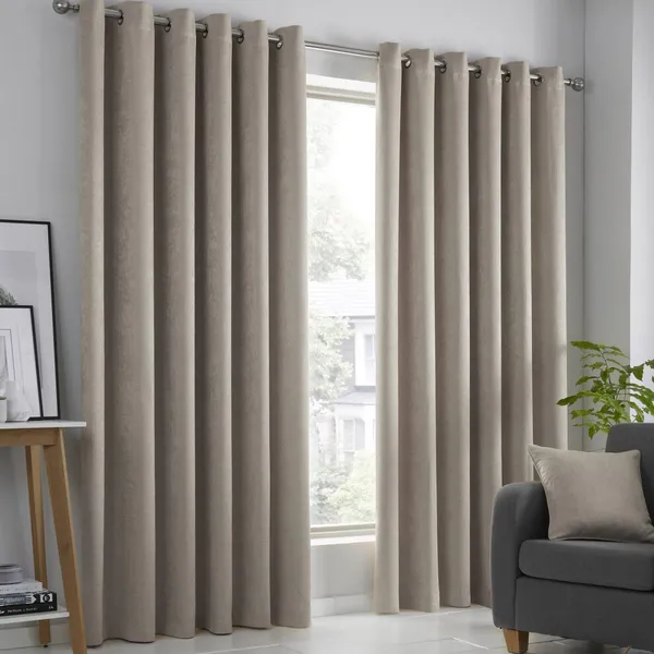 Image of Fusion Fusion Strata Eyelet Curtains Natural 117 x 183cm FS66531