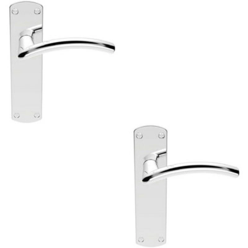 Image of Loops 2x Arched Lever on Latch Backplate Door Handle 170 x 42mm Polished Chrome Multi