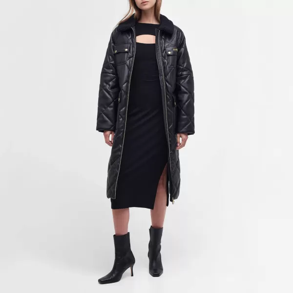 Image of Barbour International Neutron Quilted Faux Leather Jacket - UK 10