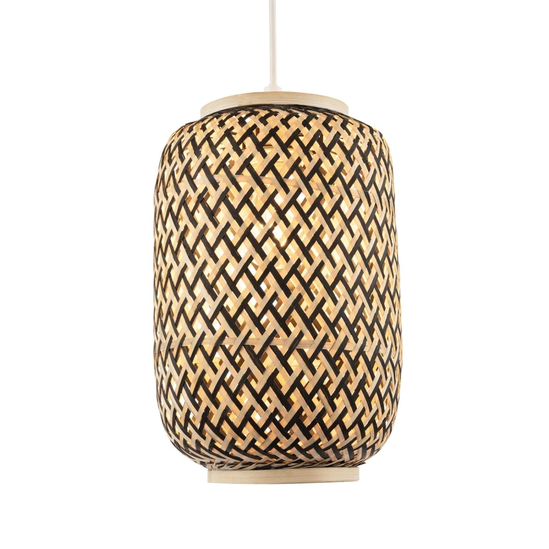 Image of Happy Homewares Handmade Natural Brown & Black Two Tone Rattan Pendant Light Shade Brown Unisex