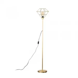 Image of Charlie Gold Stemmed Floor Lamp With Gold Trillian Geometric Shade