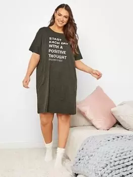 Image of Yours Multicolour Slogan Sleep Tee - Grey, Size 14-16, Women