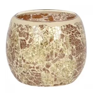 Image of Large Round Gold Crackle Candle Holder