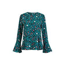 Image of Yumi Blue Animal Print Peplum Top - 8