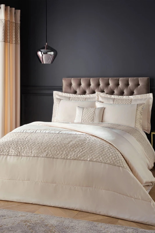 Image of Catherine Lansfield Deco Sequin Quilted Bedspread Bedspreads 240x260cm Neutral 41747369000