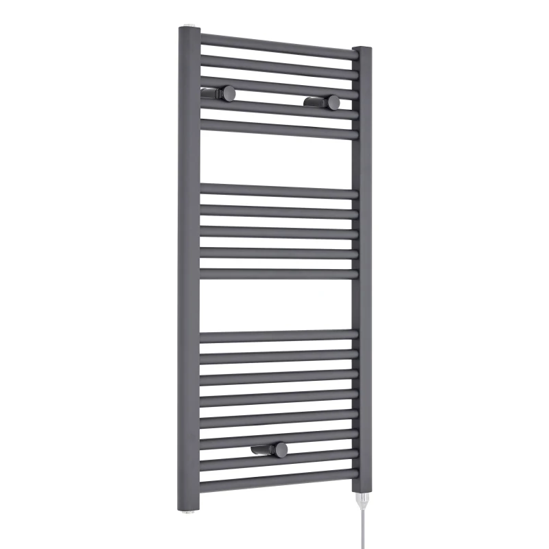 Image of Balterley Electric Vertical Round Towel Rail 500 Watt Anthracite 920x 480mm Grey