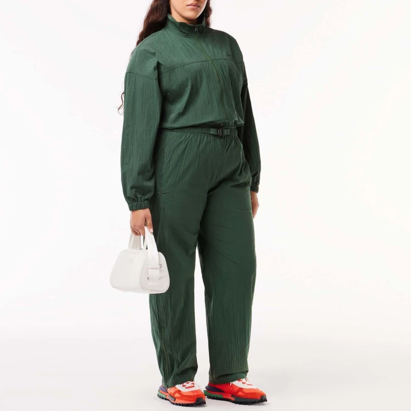 Image of Lacoste Belted Zip Neck Jumpsuit - Green Green 14