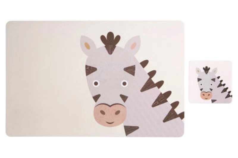 Image of Premier Housewares Effy Set Of 2 Zebra Placemat And Coaster Multi