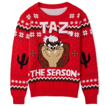 Image of Taz the Season Festive Kids Knitted Jumper - Red - M